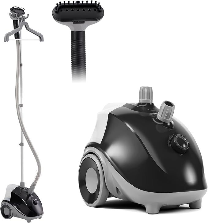 Sweetcrispy Garment Steamer for Clothes Standing, 1500W Powerful Clothes Steamer Standing with Wheels, 1.7L Water Tank for 55 Min Continuous Steaming, Professional Wrinkle Remover Heats in 45 Seconds