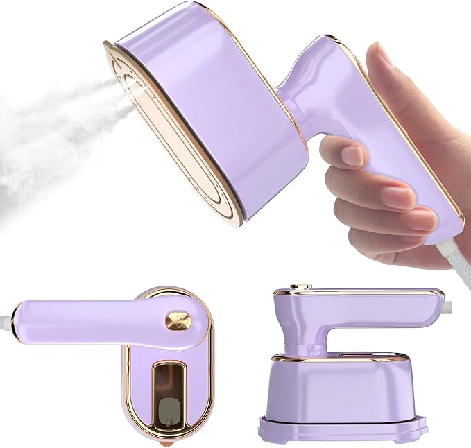 Travel Steamer Iron for Clothes - Portable Ironing Machine Small Size Portable Steamer Travel College Dorm Home Essentials (Purple)