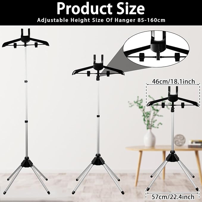 Iron Steamer Stand Rack, Telescopic Garment hanger for Steaming Clothes, Height Adjustable Clothes Steamer Holder,Foldable Portable Standing Garment Hanger with Non Slip Mat