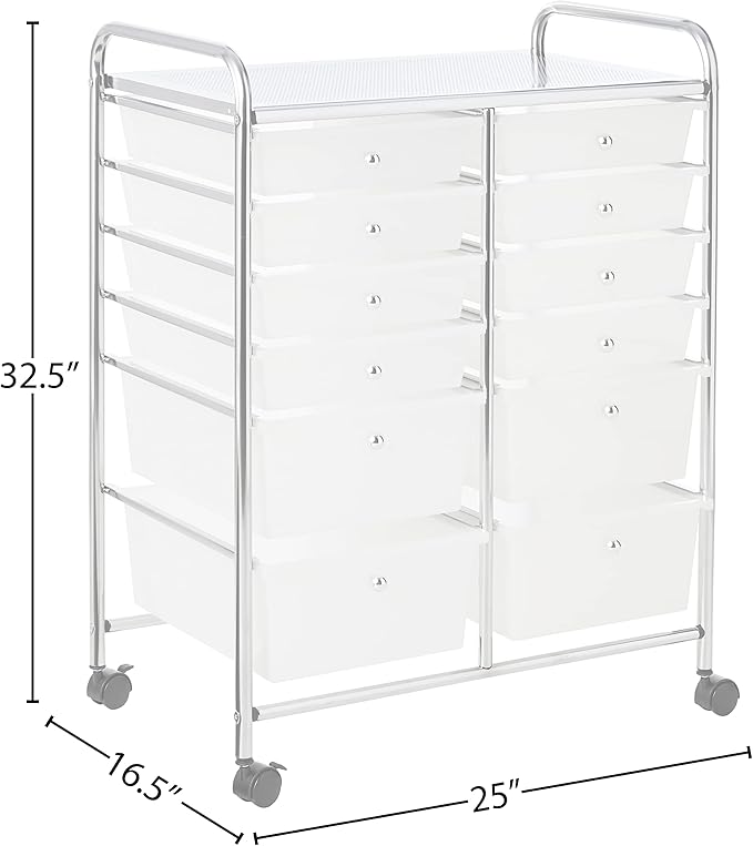 Whitmor Chrome and Plastic 12-Drawer Storage Cart
