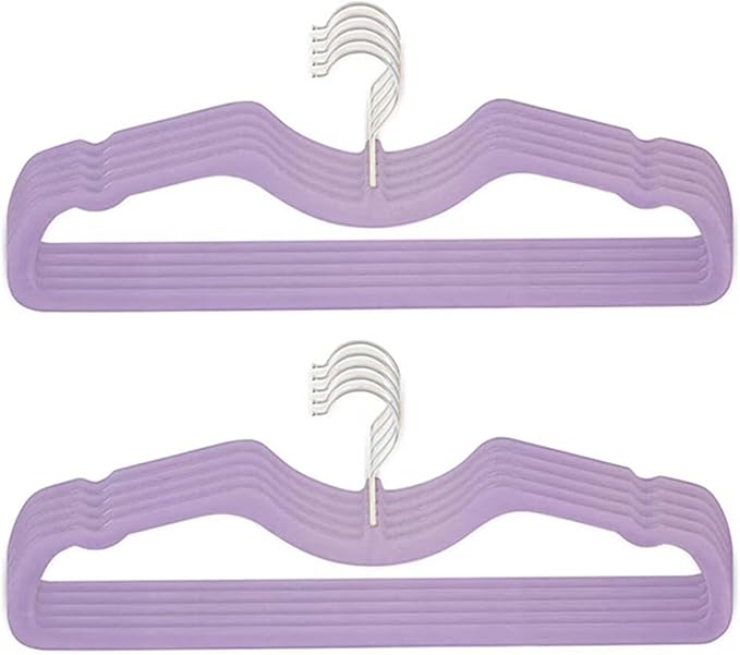 Velvet Hangers 50 Pack, Ultra Slim & Short Neck Hanger, 360 Swivel Hook, Space Saving Durable Non-Slip Felt Hangers,Purple b