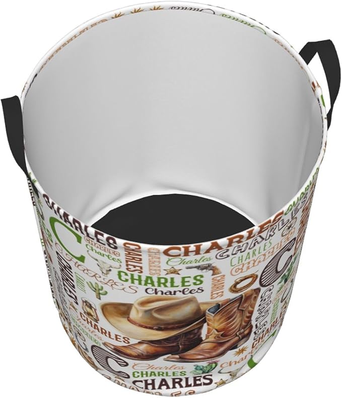 Personalized Cowboy Laundry Basket For Baby Kids Boys Girls Adult Custom Hamper Basket With Name For Bathroom Bedrooms Collapsible Baby, Dirty Clothes Hamper With Handles