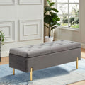 Andeworld Velvet Storage Bench, Modern Bedroom Bench, Upholstered Tufted Large Settee Ottoman with Storage Bench for Bedroom,Living Room,Entryway,Grey