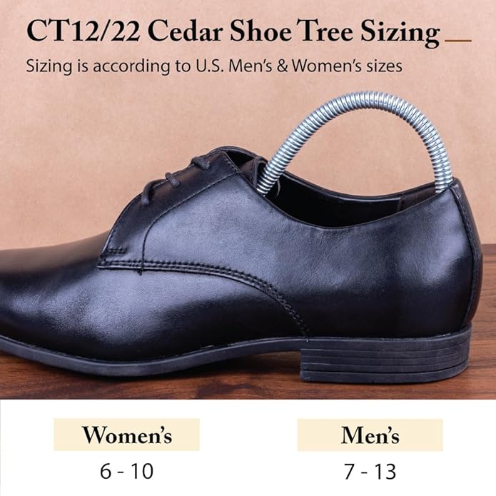 FootFitter Travel Cedar Shoe Tree - Natural Wood Shoe Shapers for Men & Women, Made From USA Grown Cedar Wood