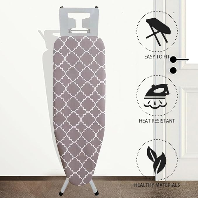 Cotton Ironing Board Cover,35x12in 39x13in 43x13in 47x15in Ironing Board Cover and Pad Standard Size Homes Iron Board Cover Ironing Cover and Pad(Coffee,43x13in)