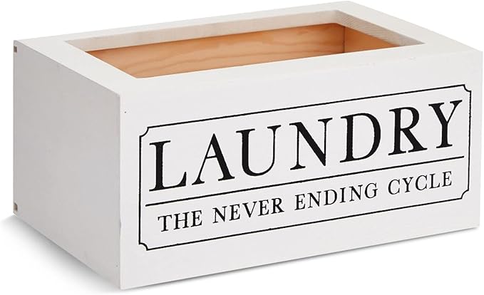 Farmlyn Creek Wood Dryer Sheet Holder - Farmhouse Laundry Pod Holder & Dryer Sheet Box Cover - Hinged Lid Organizer Box - Room Decor & Laundry Room Organization - White, 8 x 5 x 4 in, 120 Count