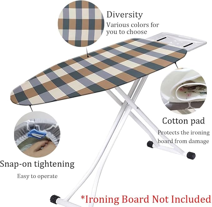 Cotton Ironing Board Cover,35x12in 39x13in 43x13in 47x15in Ironing Board Cover and Pad Standard Size Homes Iron Board Cover Ironing Cover and Pad(Blue,35x12in)