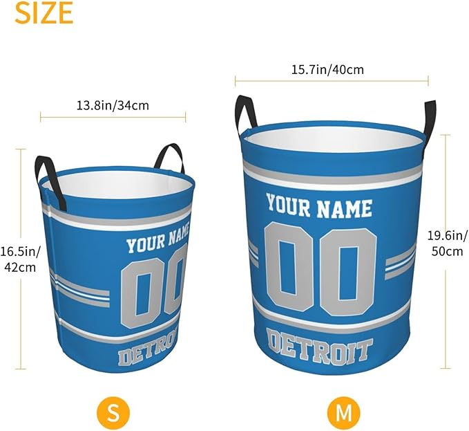 Custom Detroit Laundry Hamper Personalized Laundry Basket Customized Name And Number Collapsible Storage Basket for Bedroom Bathroom Living Room Gifts