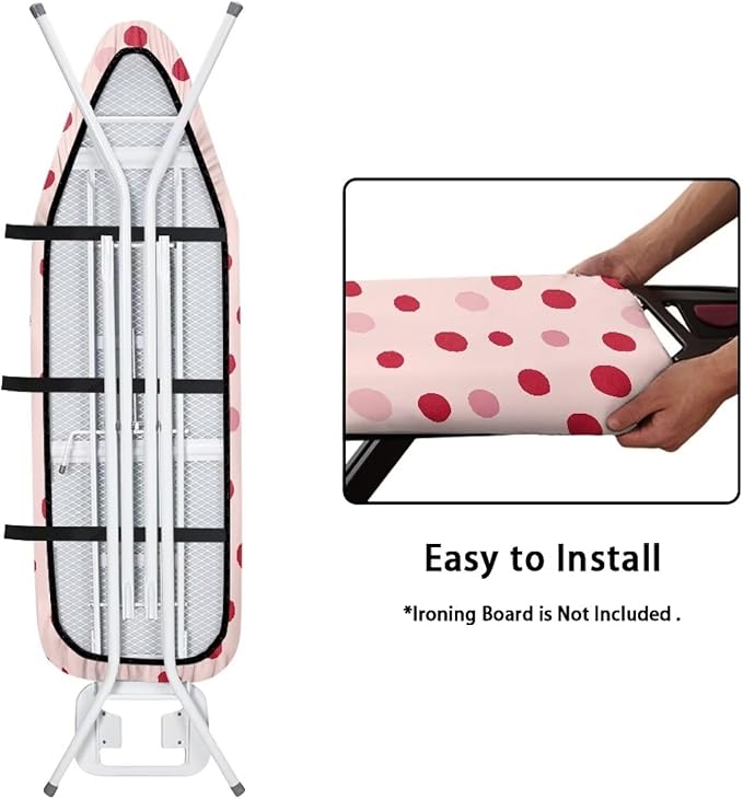 SEANATIVE Pink Polka Dot Ironing Board Cover Stain Resistant Pad Covers Durable Iron Board Protective Covers with Elastic Edge, Easy Installation