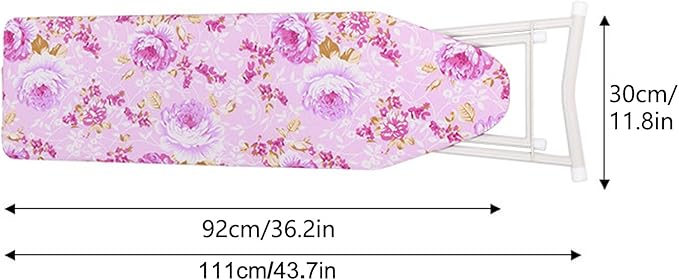 cdar Foldable Ironing Board, Good Load-bearing Height Adjustable Clothes Ironing Board Wood & Iron Material Smooth Edge Extra-Wide Ironing Board for Home Laundry Rooms Purple