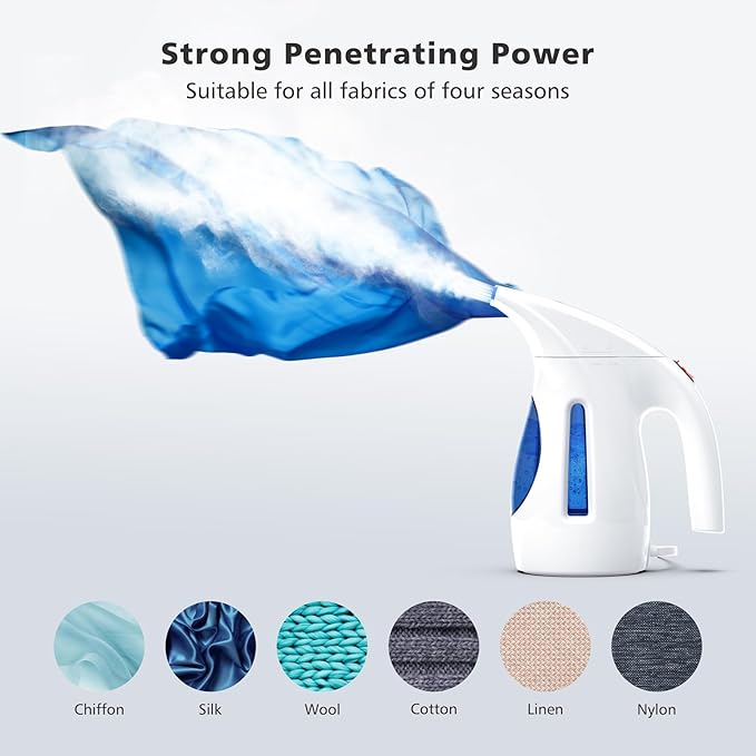 HiLIFE Steamer for Clothes Upgraded, Portable Handheld Clothing Steamer, 240ml Big Capacity, 700W, Strong Power, Fabric Quick Wrinkle Remover with Brush for Home, Office, Travel (ONLY 120V) -Blue