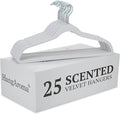Non-Slip Scented Velvet Hangers - Heavy Duty Clothes Hanger - Ultra Thin Space Saving 360 Degree Swivel Hook - Ideal for Coats, Jackets, Pants, & Dress - Cotton Blossom - 25 Pack