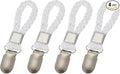 uxcell 4 Pcs Tea Towel Clips with Cotton Loop for Hanging, 4.3 Inch Metal Towel Hooks Multipurpose Cloth Hangers for Home Kitchen Bathroom, White