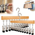 Closet Organizer with 12 Clips, Legging Organizer for Closet, Leggings, Jeans, Hats, Shorts, Socks, 360° Rotating Space Saving Hanging Clothes (Brown 12 Clips, 2Pcs)