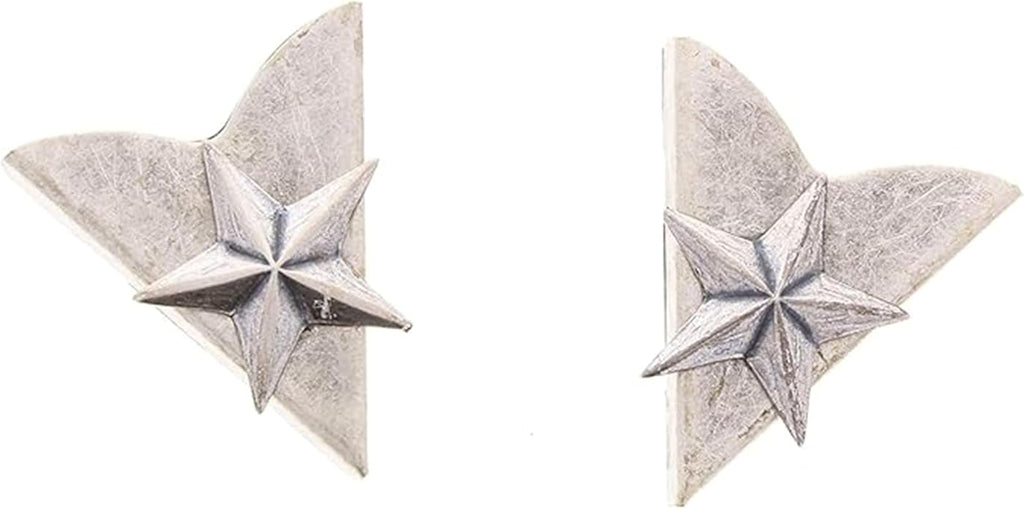 Antique Silver Finish Western Collar Tips | Star Design | Collar Shirt Tips Attaching Screws for Men & Women | Pair of 1