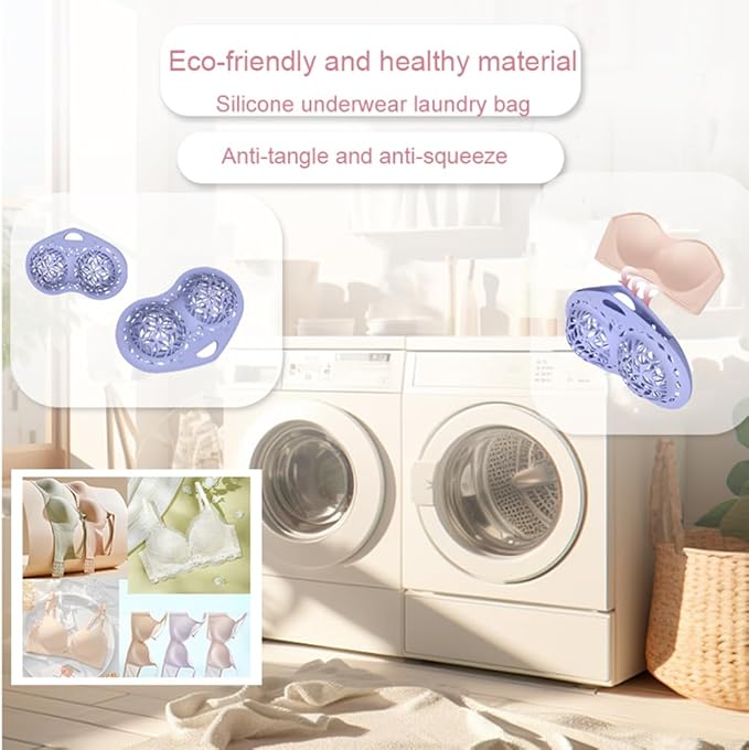 1Pcs Bra Washing Bag Silicone Mesh Underwear Laundry Bags,Purple Bra Laundry Bag Fits A-C Cup Bras,Anti Deformation Lingerie Bag for Washer/Dryer Machines