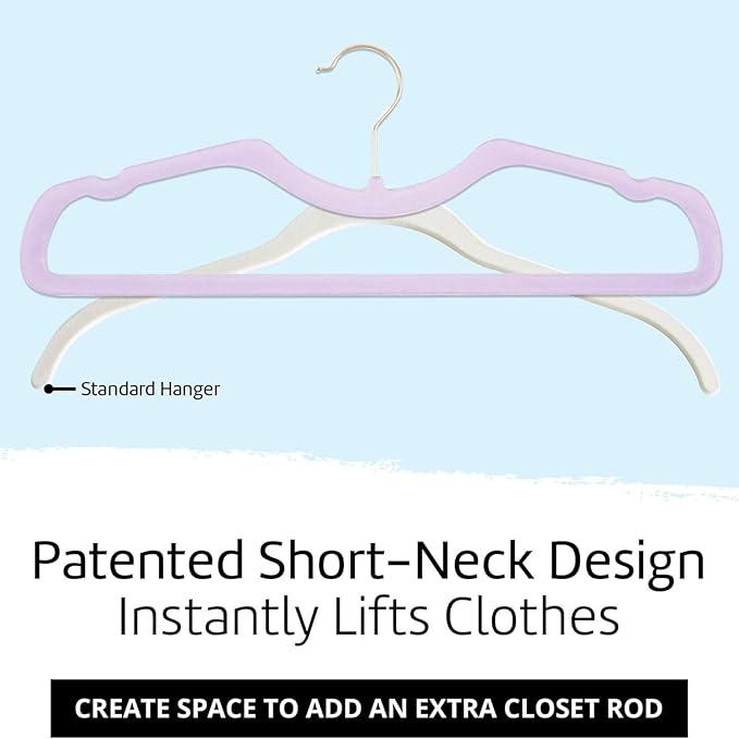 Velvet Hangers 50 Pack, Ultra Slim & Short Neck Hanger, 360 Swivel Hook, Space Saving Durable Non-Slip Felt Hangers,Purple b