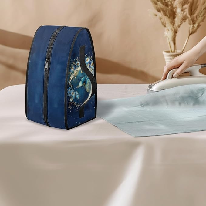 Flower Moon Travel Irons Carrying Organizer, Portable Storage Bag with Handle Printed Iron Tote Bag Compatible with Full-size Iron with Smooth Zipper