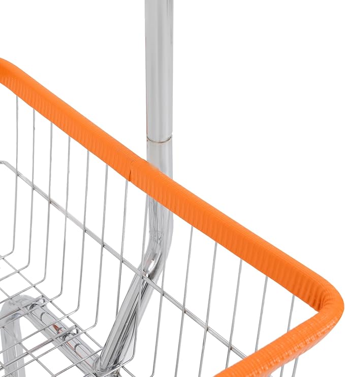 Laundry Cart,Steel Wire Laundry Cart,Laundry Basket With Wheels,Commercial Laundry Basket Cart Heavy Duty with Rod Rack 19.69x15.75x70.87in (G)