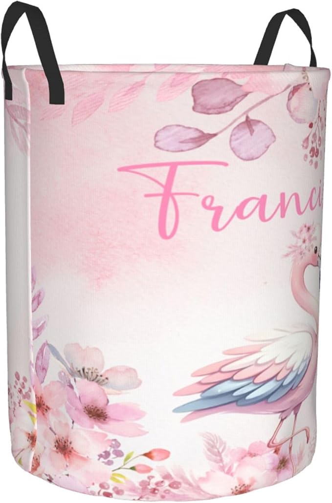 Personalized Flamingo Laundry Basket For Baby Kids Boys Girls Adult Custom Hamper Basket With Name For Bathroom Bedrooms Collapsible Baby Laundry Basket, Dirty Clothes Hamper With Handles