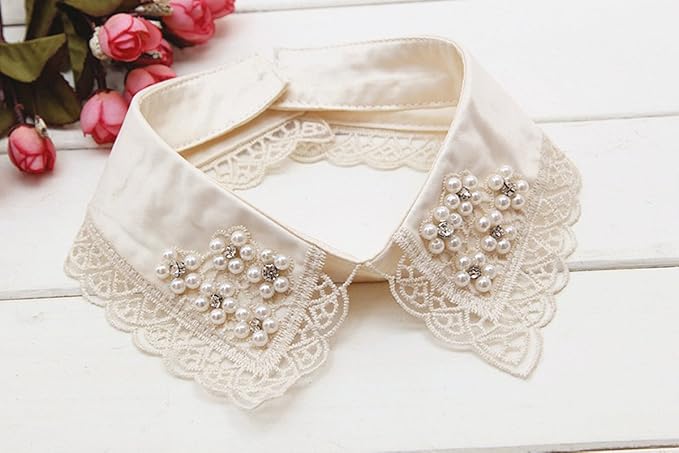 YAKEF Lady Half-Shirt Blouse Detachable Lace Chiffon Fake Collars Dicky Collar Faux Collar