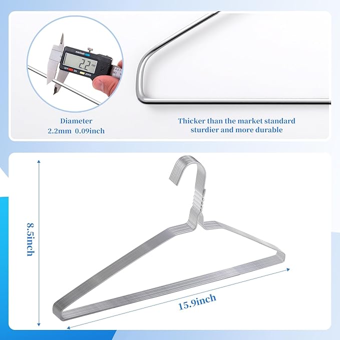 150 Pack Wire Hangers 15.9 Inch 13 Guage Metal Dry Cleaner Hangers Bulk Thin Space Saving Suit Holder for Coats, Shirts, Suits, Pants, Skirts (Silver)