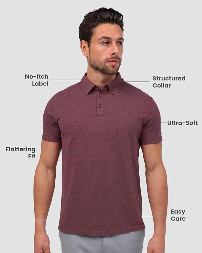 INTO THE AM Polo Shirts for Men - Slim Fit Short Sleeve Collared Shirt S - 4XL Fitted Collar Polos for Work