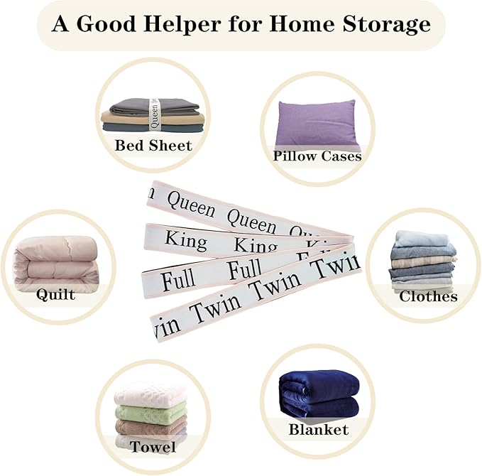 12 Pieces Bed Sheet Organizer Bands, Closet Organization Sheet Straps, Linen Labels Bedding Bands, Elastic Bed Sheet Storage Sheet Keepers （6PcsQueen 6PcsKing ）
