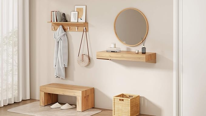 Mobili Fiver, Wall coat hanger, Rachele, 23.62 in, Rustic Oak, Made In Italy