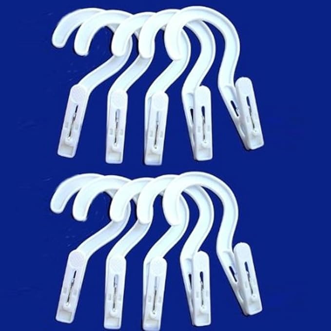 10 Laundry Hooks Clothes Pins Hanging Clips Plastic Hanger Home Travel Portable, Variable