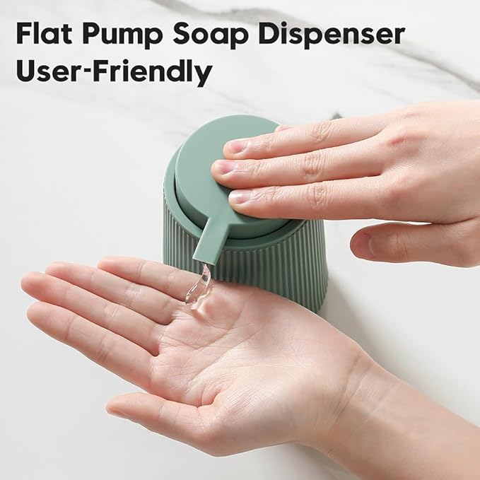 Striped Liquid Hand Soap Dispenser with Leak-Proof Pump for Bathroom and Kitchen Countertop 11oz Sage Green