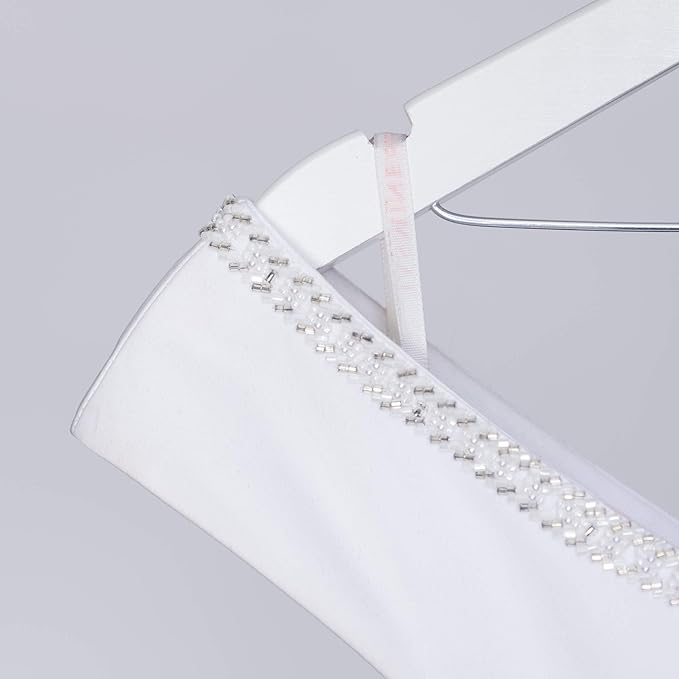 Ella Celebration Mrs Wedding Dress Hanger, Wood and Wire Hangers for Bride (White with Silver Wire)