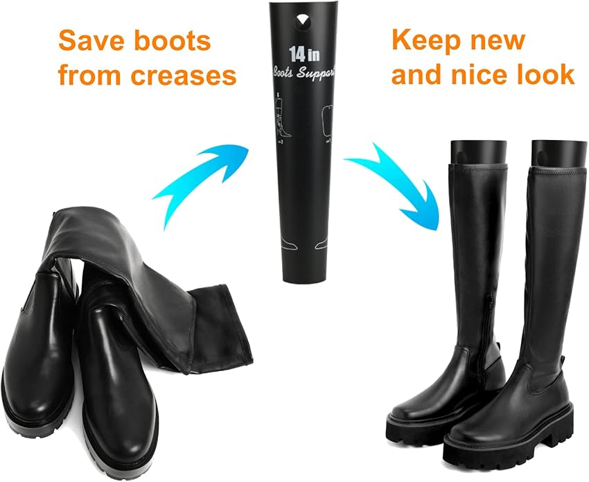 Cosmos 6 Pcs (3 Pairs) Boot Shaper Form Inserts Tall Boots Support, Keep Boots Straight, Reusable Flexible Plastic Sheet Boot Support Inserts Boots Stand - 10 Inch, 12 Inch, 14 Inch Tall