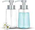 Doiliese Soap Dispenser, Clear Glass Soap Dispenser with Rust Proof Pump, 16oz Liquid Soap Pump with Waterproof Labels, Dish & Hand Soap for Bathroom, Kitchen, Chrome Pump, Pack of 2