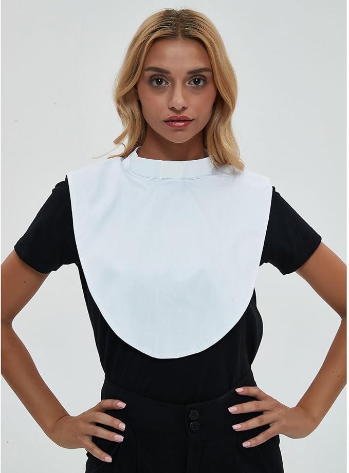 BLESSI Unisex Clergy Tab Collar Dickey Clerical Dickey Bib Collar with Insert White Collar Tab