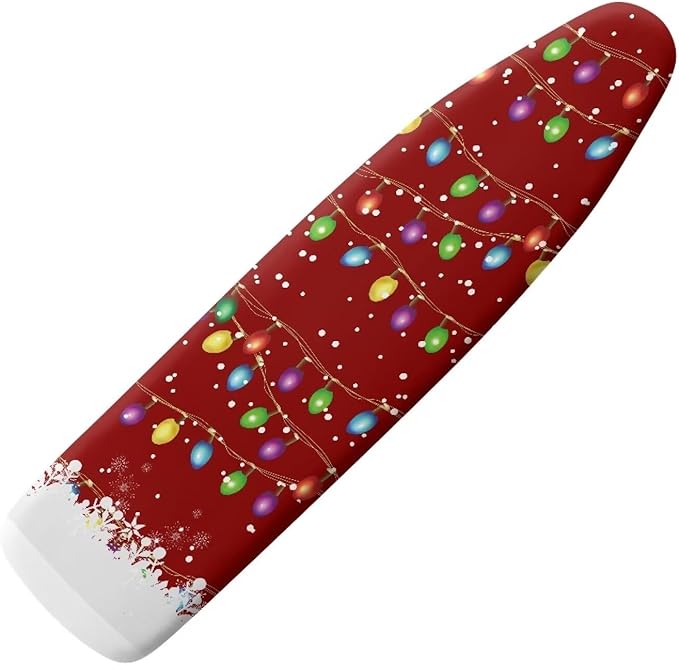 Christmas Lights Non Stick Scorch and Stain Resistant Cover Fits 15" x 54" Ironing Boards Heat Reflective Easy-Fit Ironing Board Cover Adjustable Fastener Straps