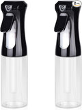 Continuous Spray Bottle for Hair, 2Pack Black 6.8oz Mister Spray Bottle, Hair Spray Bottles for Hairstyling, Cleaning, Plants, Pets, Salons & More