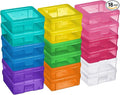 novelinks Plastic Clear Storage Containers for Organizing, Craft Storage Organizers and Stackable Storage Bins with Lids for Pencil Box, Bead, Cookie Cutter, Board Game (18 Pack Small -Color)