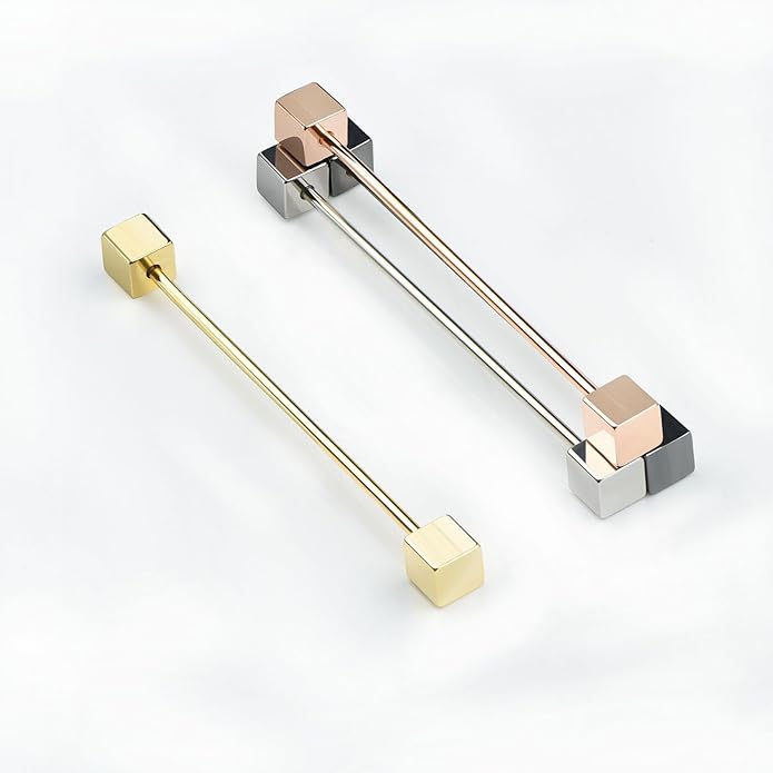 Classic 4-Piece Set Solid Brass Collar Bar for Men Multi-Style Metal Anti-Curl Shirt Collar Stays Tie Pins