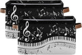 Foldable Storage Baskets Set of 2, Piano Keys Musical Notes Storage Bins with Handles, Decorative Cloth Organizer Storage Boxes for Home|Office 15 x 11 x 9.5 in