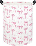 Baby Laundry Basket Kids Hamper Toy Storage Bin for Boys Room Decor Baby Nursery Hamper Gift Baskets for Bedroom Bathroom(Dot Bowknot)