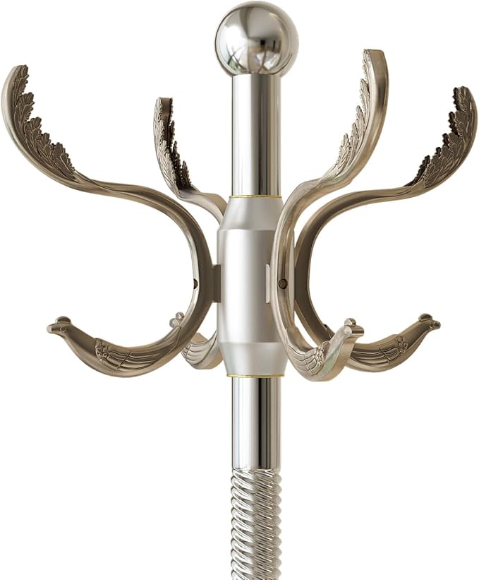 Metal Coat Rack Stand Coat Rack Freestanding with 12 Hooks Sturdy Heavy Duty Modern Coats Tree for Bag Clothes Hall Tree Hats Hanger Holder Stand for Entryway Bedroom Hallway Office,Silver Cyan