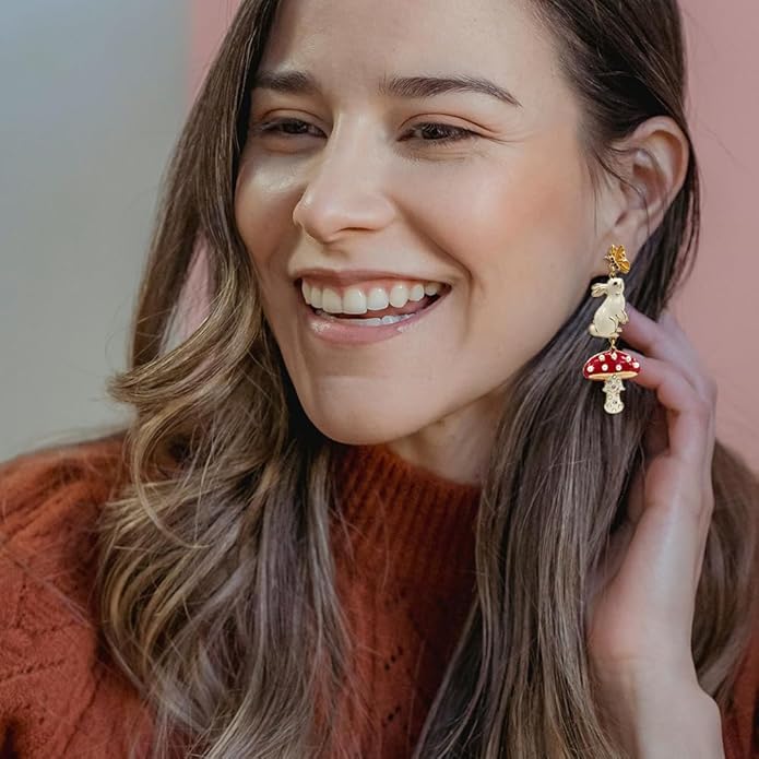 Madison Tyler Fall Earrings for Women | Cute Statement Autumn Earrings Dangling | Maple Leaf Scarecrow Shoes Shoes Rabbit Mushroom Earrings for Women