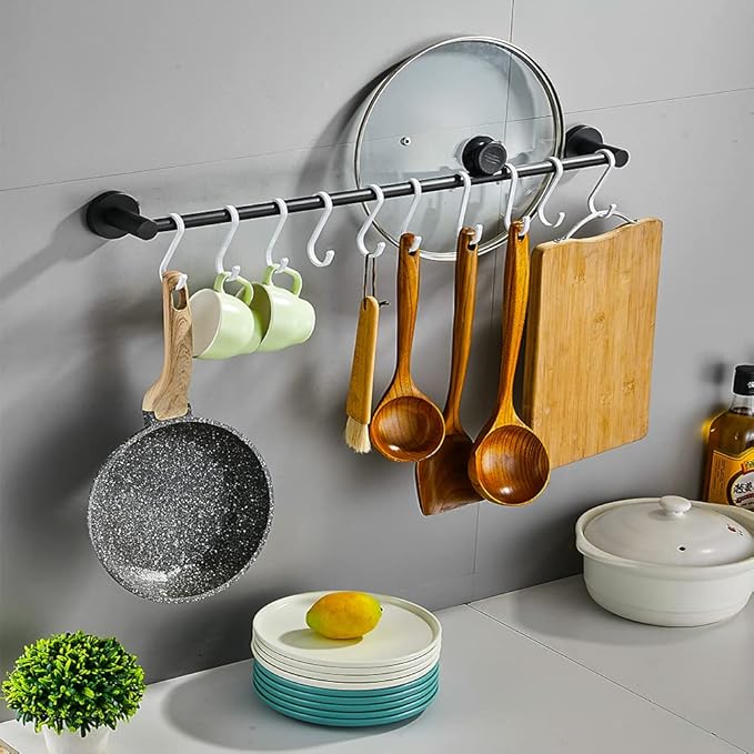 GAViA 10 Pack S Shaped Hooks - Heavy Duty S- Hooks Pan Pot Holder Rack Hanging for Kitchenware Pans, Pots, Cups, Utensils Clothes, Bags, Towels, Plants (White)