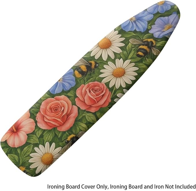 Rose Ironing Board Cover Non Stick Scorch Ironing Board Cover and Pad Standard Size 15x54 Inch Scorch Resistant Pressing Cloth for Iron