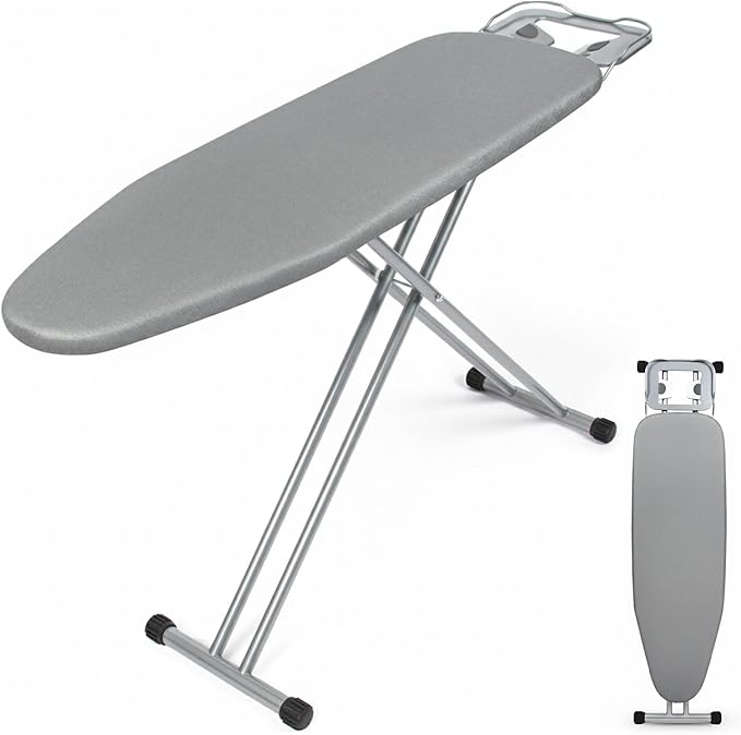 Ironing Board Full Size 54" L x 13" W, Foldable & Adjustable Height Iron Board with Heat-Resistant Cover and Iron Rest, Sturdy & Space-Saving Ironing Table for Home
