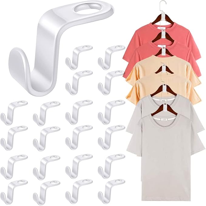 100PCS Clothes Hanger Connector Hooks, Cascading Clothes Hangers for Heavy Duty Space Saving Cascading Connection Hooks for Clothes Closet, White