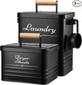 Farmhouse Metal Detergent Pod Container with Dryer Sheet Holder for Laundry Room Organization and Storage - Holds Over 200 Pods and 300 Sheets