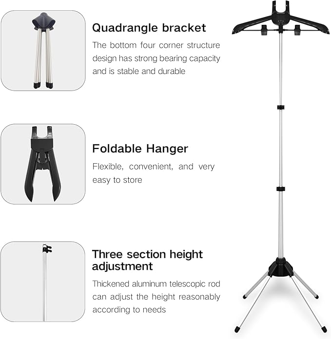 Garment Steamer Rack & Garment Ironing Glove for Steaming Clothes,Adjustable Standing Dry Racks Garment Stand with Ironing Gloves Clothes - Steamer Hanger for Travel