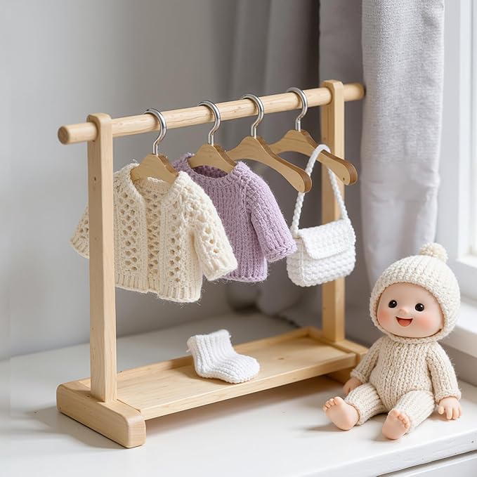 Gadpiparty 10pcs Mini Hangers for Doll Clothes, Doll Clothes Rack, 2.95 Inch Organizer Bjd Accessory Hanging Tool for Dollhouse Storage